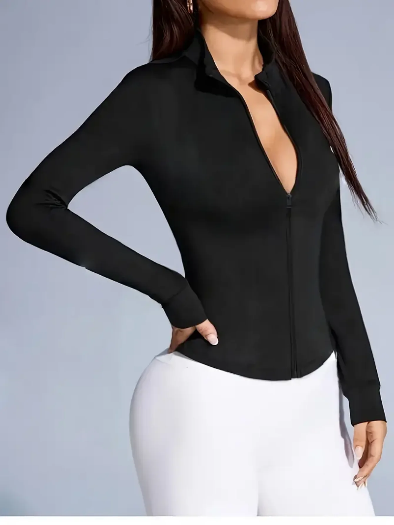 

Новая женская профессиональная куртка для йоги, уличный бег, пилатес, утягивающий топ с длинными рукавами для фитнеса для езды на велосипеде и тренажерного зала