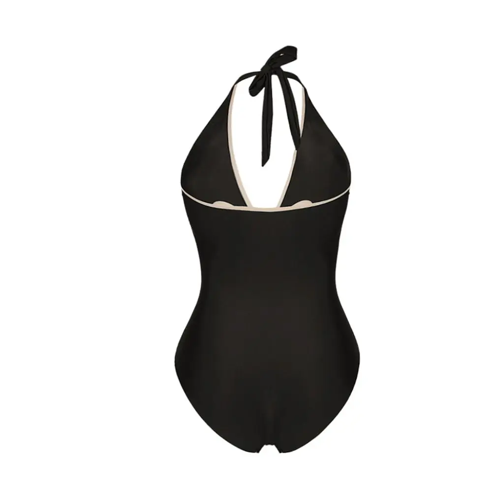 Maillot de bain une pièce, sexy, pétale amissié, décolleté plongeant en V, couleur unie, vêtements de plage, nouvelle collection 2024