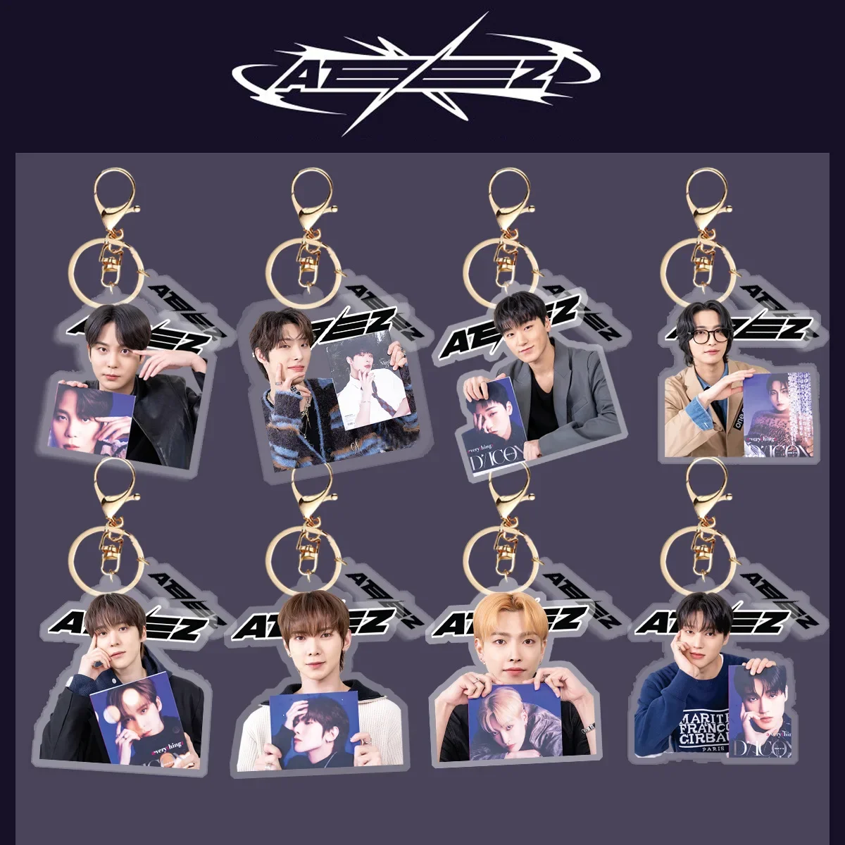 New Korean Boy Group Hongjoong Seonghwa Yunho Yeosang Combination Acrylic Keychain Car Accessories Pendant Figurine Collectible