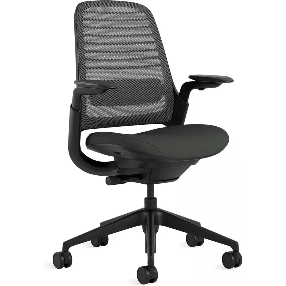 Ergonomic Office Chair with Wheels/Carpet - Adjustable Weight-Tuned Controls, Back & Arm Support - Easy Assembly - Graphite