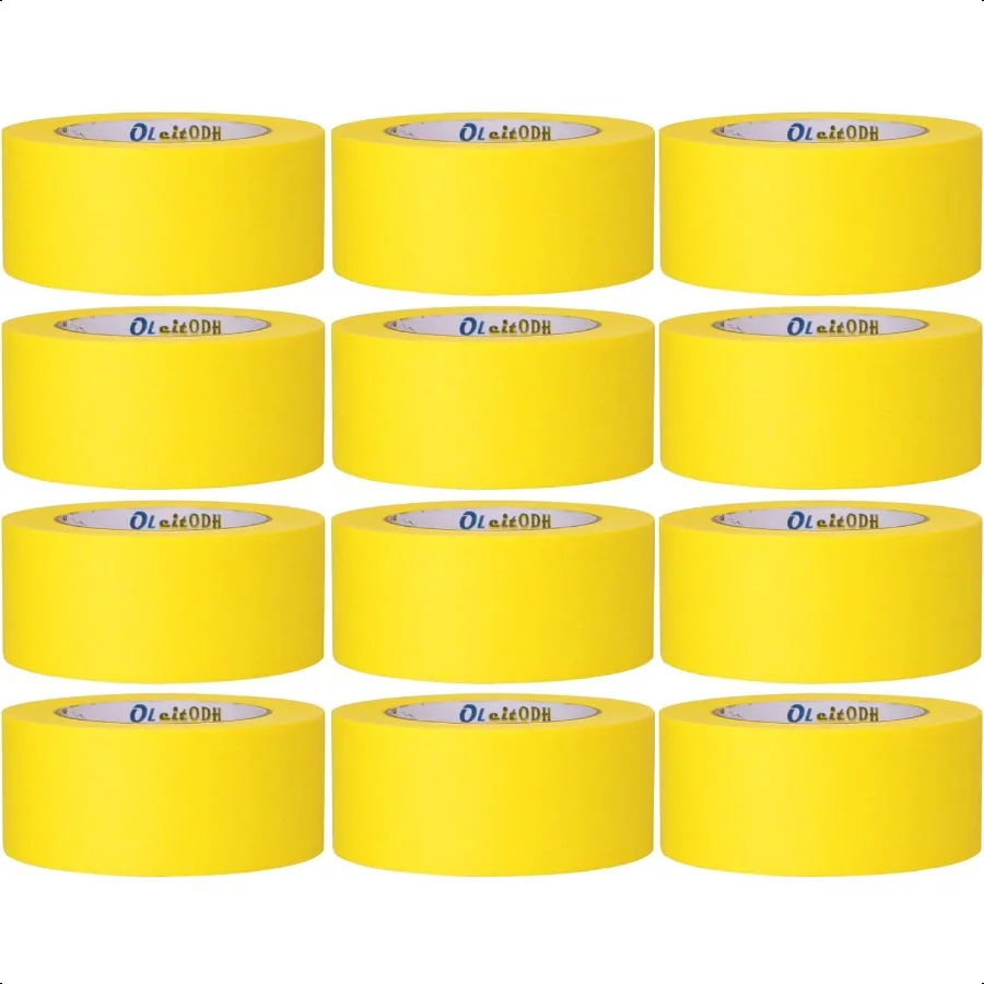 

12 рулонов желтая лента для художников, объемная лента 2 дюйма x 660 ярдов, малярная лента для художников без остатков, лента для рисования стен, лента для отделки края
