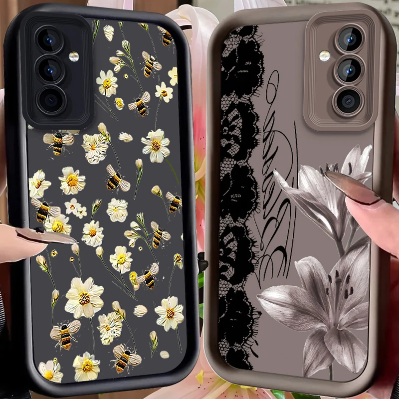 Retro Lily Lace Case for Samsung Galaxy A37 A36 A35 A34 A33 A32 A26 A24 A23 A17 A16 A15 A14 A13 A12 4G 5G A07 A06 A05S Cover