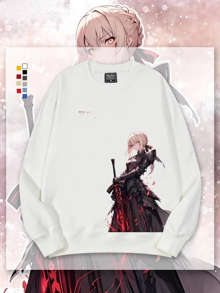 

Толстовка Altorilla Pendragon SABER с аниме-тематикой, на флисовой подкладке, оверсайз, с круглым вырезом, повседневная одежда для подростков и молодежи