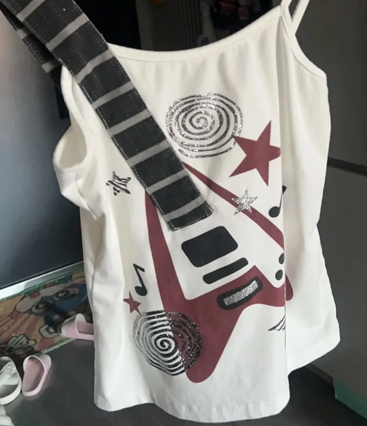 

Y2k Aesthetic Punk Guitar Print Tank Top Harajuku Patchwork Grunge Vintage Camisole Women Streetwear Sexy Party Club ​Tanks