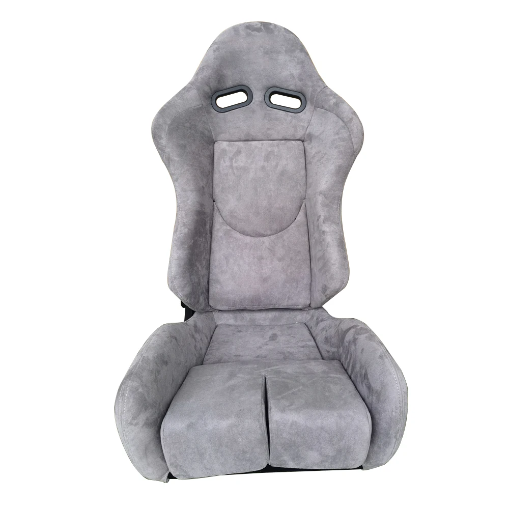 Universal car seat racing bucket grey velvet stitching fully reclinable type-r racing seat