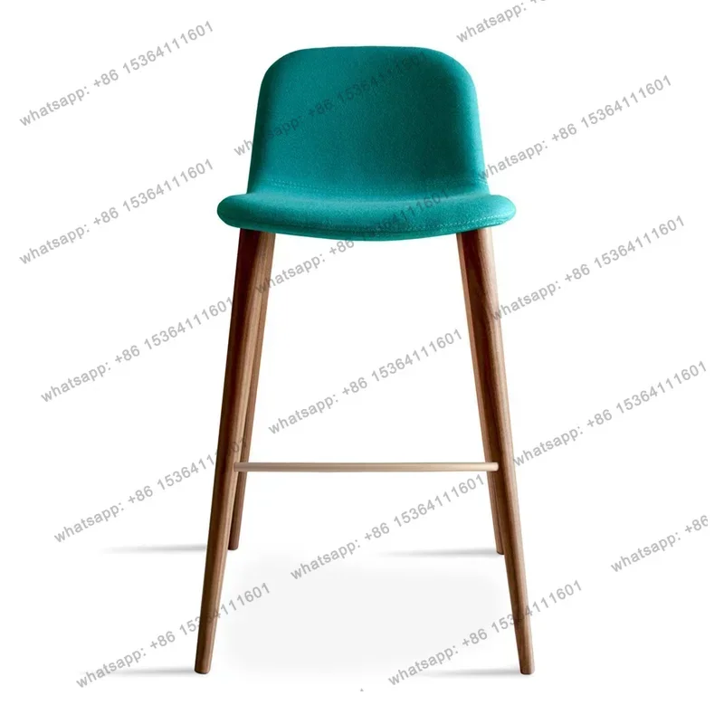 Factory Direct Sales Wooden Nordic Bar Chairs Luxury High Stool Restaurant Modern Bar Chairs Reception Minimalist Design Bar Fur