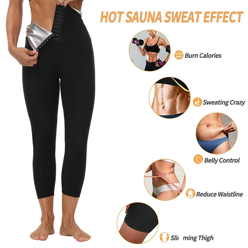 Women\'s Abdomen Control Sweat Thermal Pants Body Shaper Sauna High Waist Leggings Fitness Compression Slimming Workout Leggins