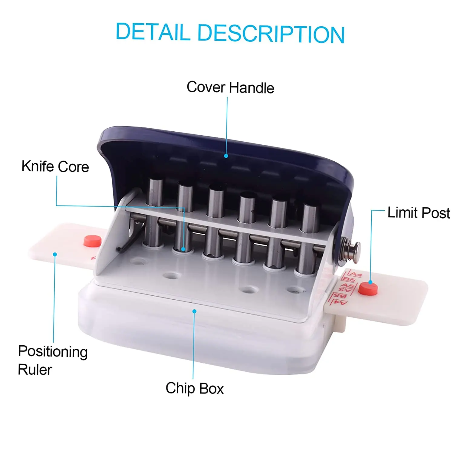 6-Gat Papier Punch Desktop Handheld Metalen Perforator 10 Vel Capaciteit 6Mm Voor A4 A5 B5 Notebook plakboek