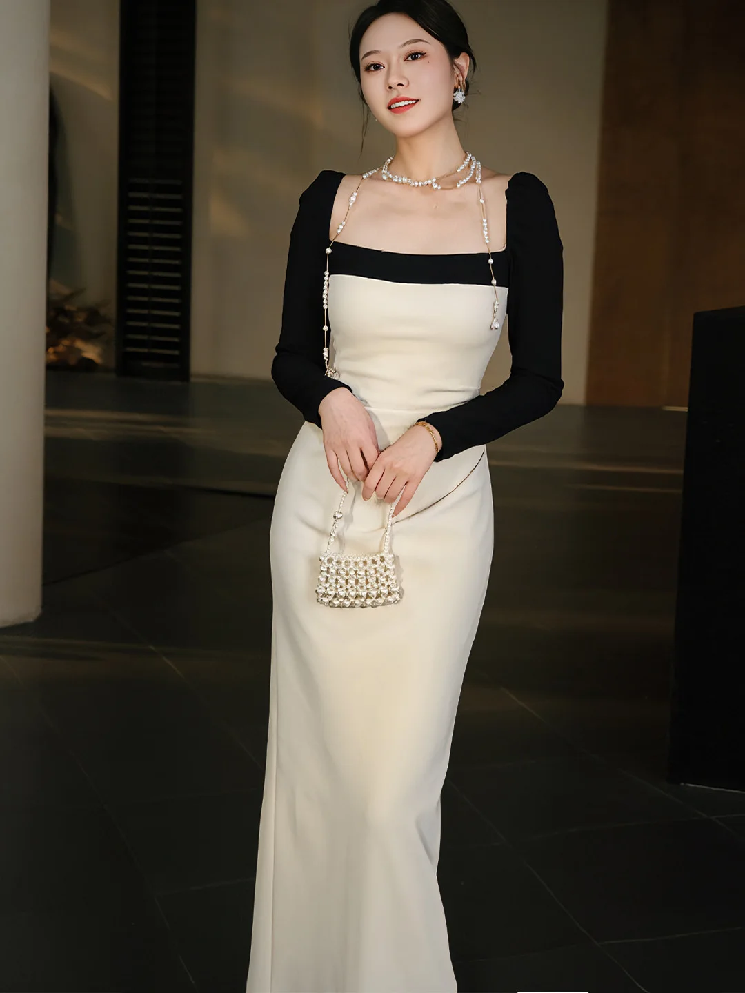 

Женское платье Long Sve Dr в стиле ретро, облегающее длинное платье, зимняя база Dr с оленем и розами, полиэфирное волокно