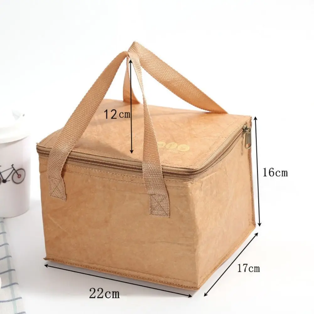 Insulation Package Large Capacity Lunch Bag Reusable Kraft Paper Bags Waterproof Lunch Bag Food Hand Bags Tote Canvas Lunch Bag