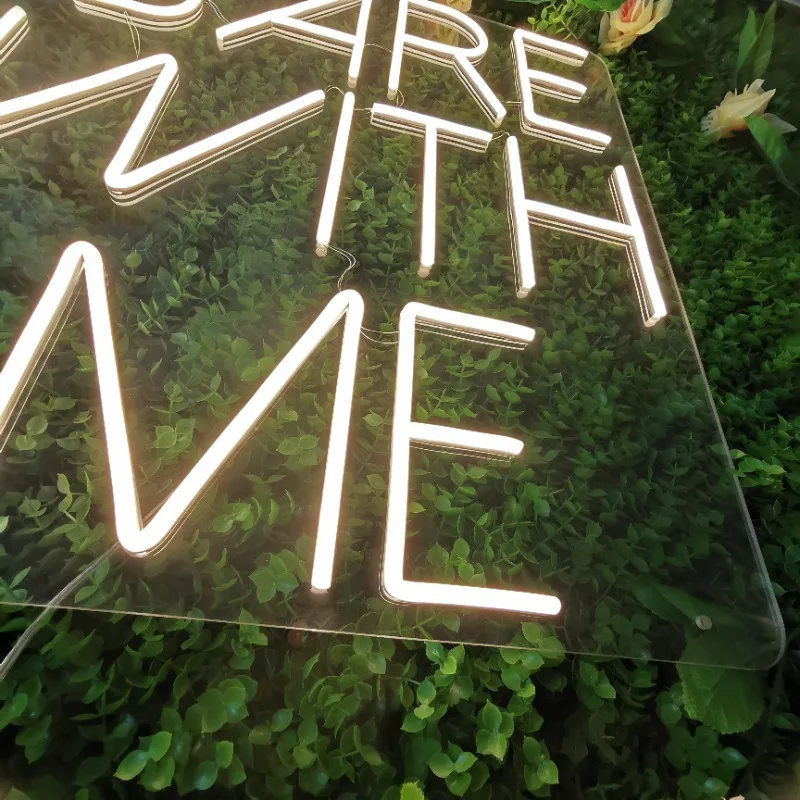 Bare With Me Neon Sign Led Custom Made Illuminated Sign Acrylic Open Girly Led Neon Sign for wedding party
