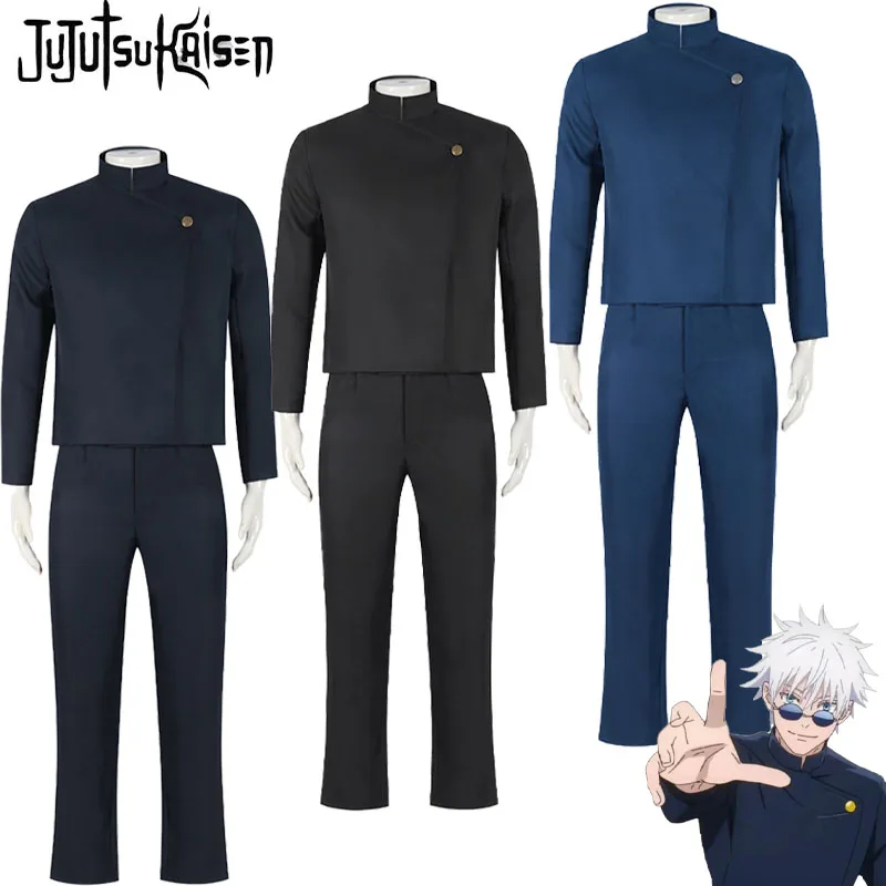 Amine Jujutsu Kaisen Gojo Cosplay Costume Top Pants Suits Carnival Party School Uniform Role Play Outfits Full Set for Men Women