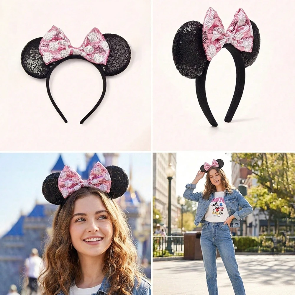 1pc Cartoon Mouse Ear Hairband Red Polka Dot Bow Decoration for Parties Theme Parks Daily Wear Birthday Valentine's Day Gifts