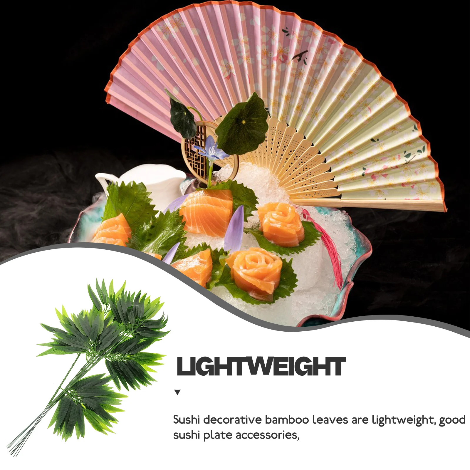 

10pcs Simulated Bamboo Leaves Plates Stylish Sushi Ornaments Japanese Food Tray Decorations Serving Platter Accessories