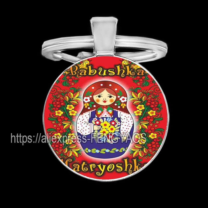 Handmade Russian Doll Keychain Bright Lovely Key Ring for Women Girls Car Keys Jewelry Gifts for Wedding