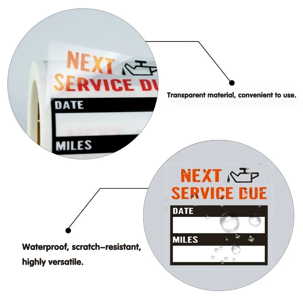 Clear Transparent Surface Oil Change Sticker Easy Removable Feature Premium Material Make Maintenance Reminder Label