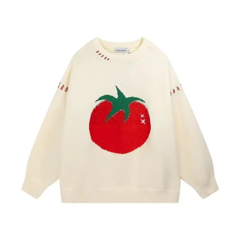 

Autumn Winter New Sle ato Embroidered Knitted Sweater round Ne ex Cute Trendy Soft Polyester Casual Long Sve