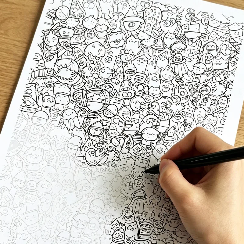 55 Different Patterns Containing Exquisite Graffiti Patterns for Copying and Coloring Not Including Pens， Suitable for Art Gifts