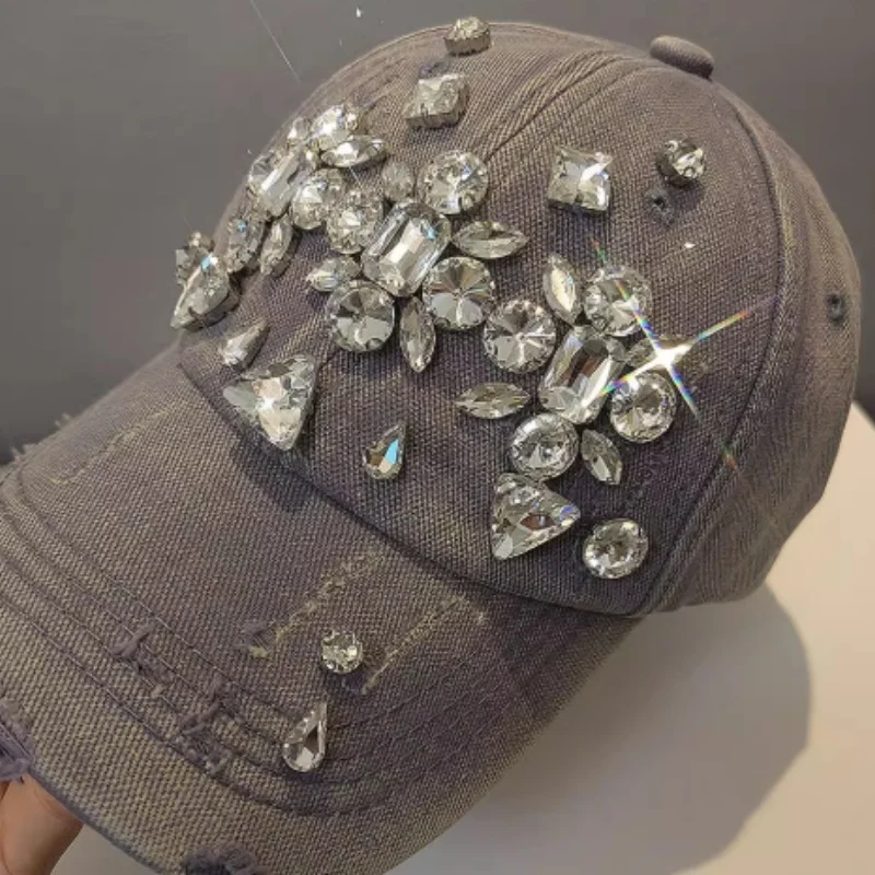 New Korean-style Rhinestone Baseball Cap Autumn Winter Trendy Casual Duckbill Hat Versatile Travel Sun Cap