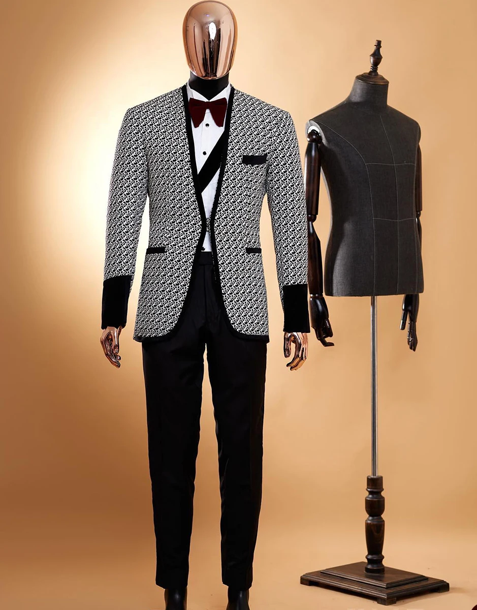 Abiti da uomo da sposa alla moda Slim Fit su misura sposo 2 pezzi cappotto e pantaloni neri occasioni formali Costume da cantante per feste realizzato