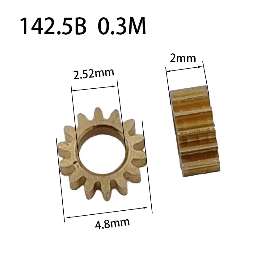 14T 0.3M Copper Pinion OD4.8mm Height 4mm 14 Teeth Hole 0.98/1.48/1.98/2.28mm Metal Gears 141.5A 142A 142.3A