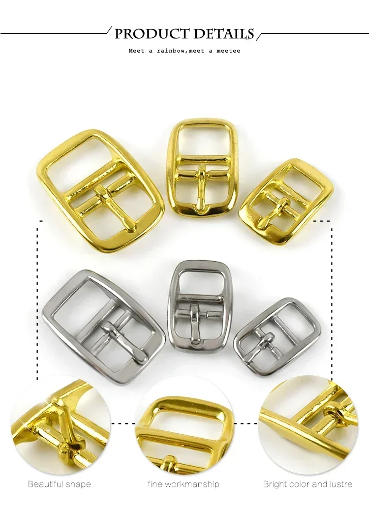 2/5Pcs Solid Brass Belt Buckle 304 Stainless Steel Bag Pin Buckles Adjuster Waistband Slider Clasp DIY Leather Craft Accessories