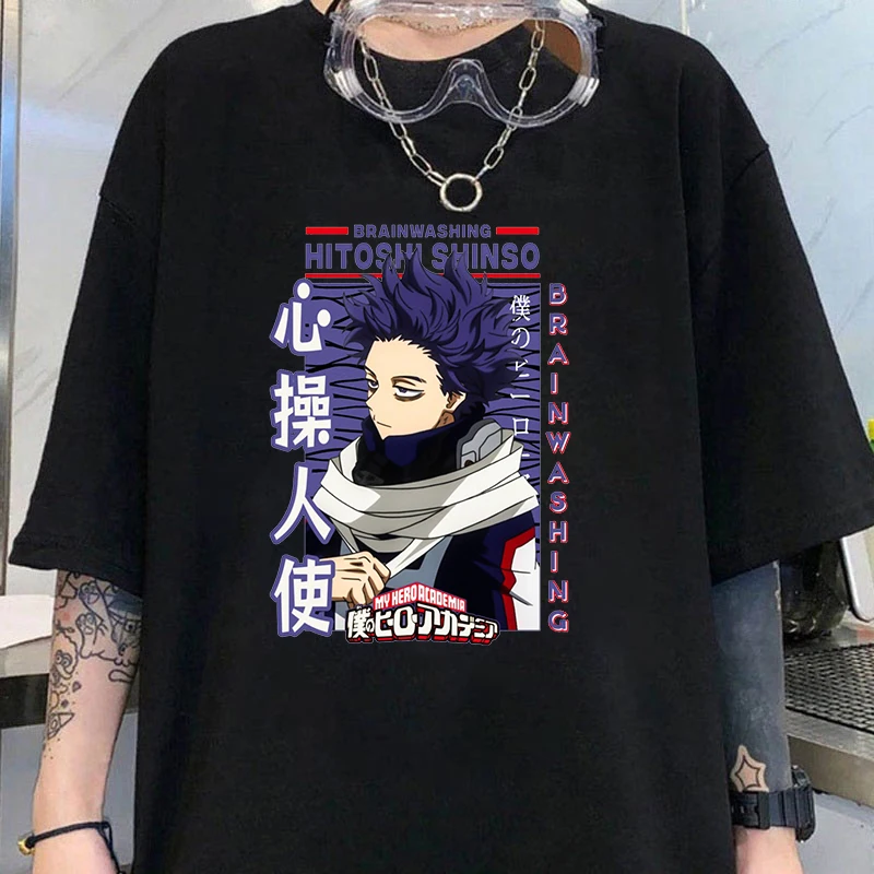 New T Shirt Anime Shinso Hitoshi Print T-shirt Unisex Summer Casual O-neck Lady Female Clothing Short Sleeve Tees