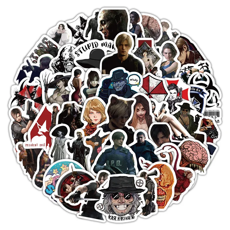 60PCS Resident Evil Stickers Graffiti Stickers DIY Diary Phone Case Handmade Scrapbook Aesthetic Stickers