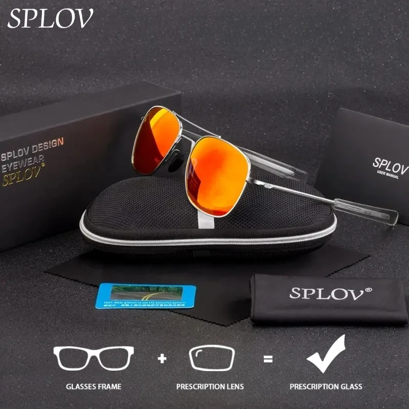 

SPLOV New Prescription Sunglasses Fashion Metal Frame Customization Progressive Prescription Lens Men's and Women's Sunglasses