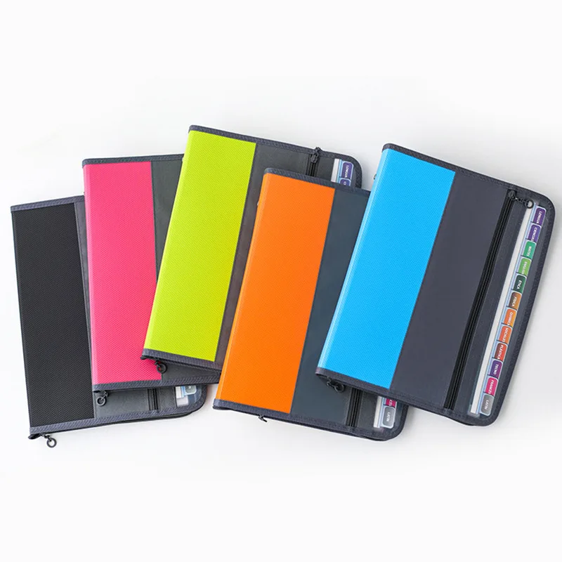 A4 Expanding File Folder with Sticky Labels,13 Pockets Accordion Document Organizer Expanding File Folder with Zipper Closure