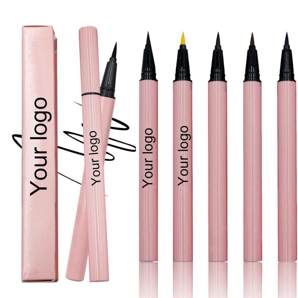 24-Farben-Rosa-Tube, wischfester, wasserfester Eyeliner, veganes Make-up, Großhandel, Private Label mit individuellem Logo-Eyeliner