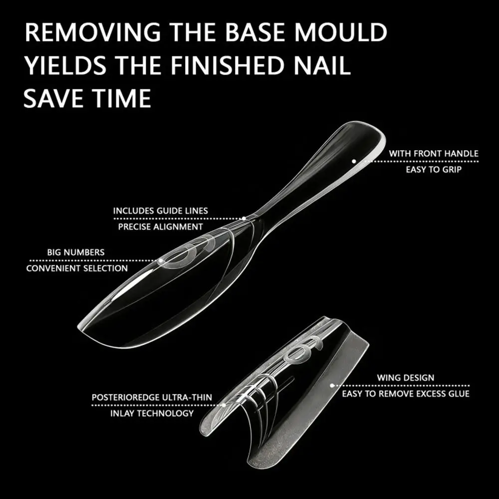 240pcs New Oval Shape Sandwich Nail Dual Form Ultra-Thin No-Trace Nail Mold Quick Shortening Clear Extension False Nails DIY