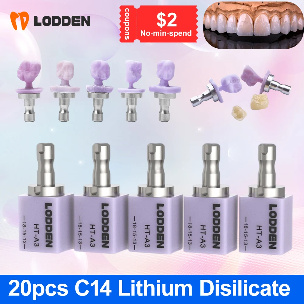 20 piezas Lodden C14 bloques de disilicato de litio cerámica de vidrio Dental LT/HTMT/MO para sistema Sirona Cerec CAD CAM