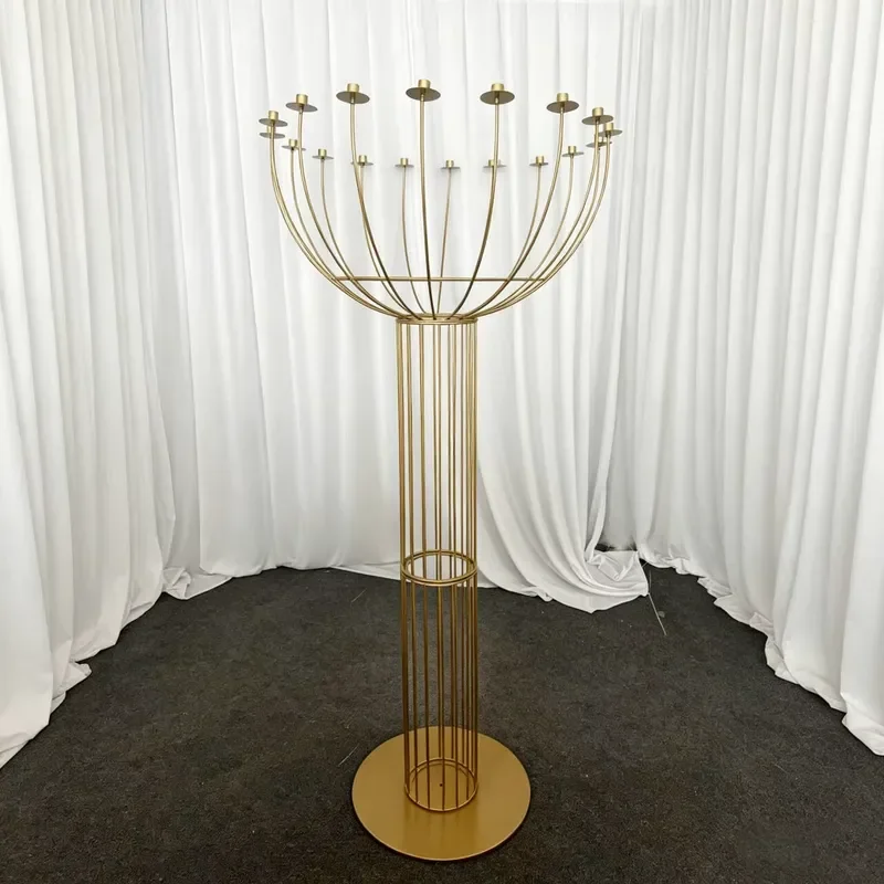 Golden Candlestick Stand Wedding Decor, Centerpiece Table Ornament, Aisle Flower Stand for Wedding Party Decoration