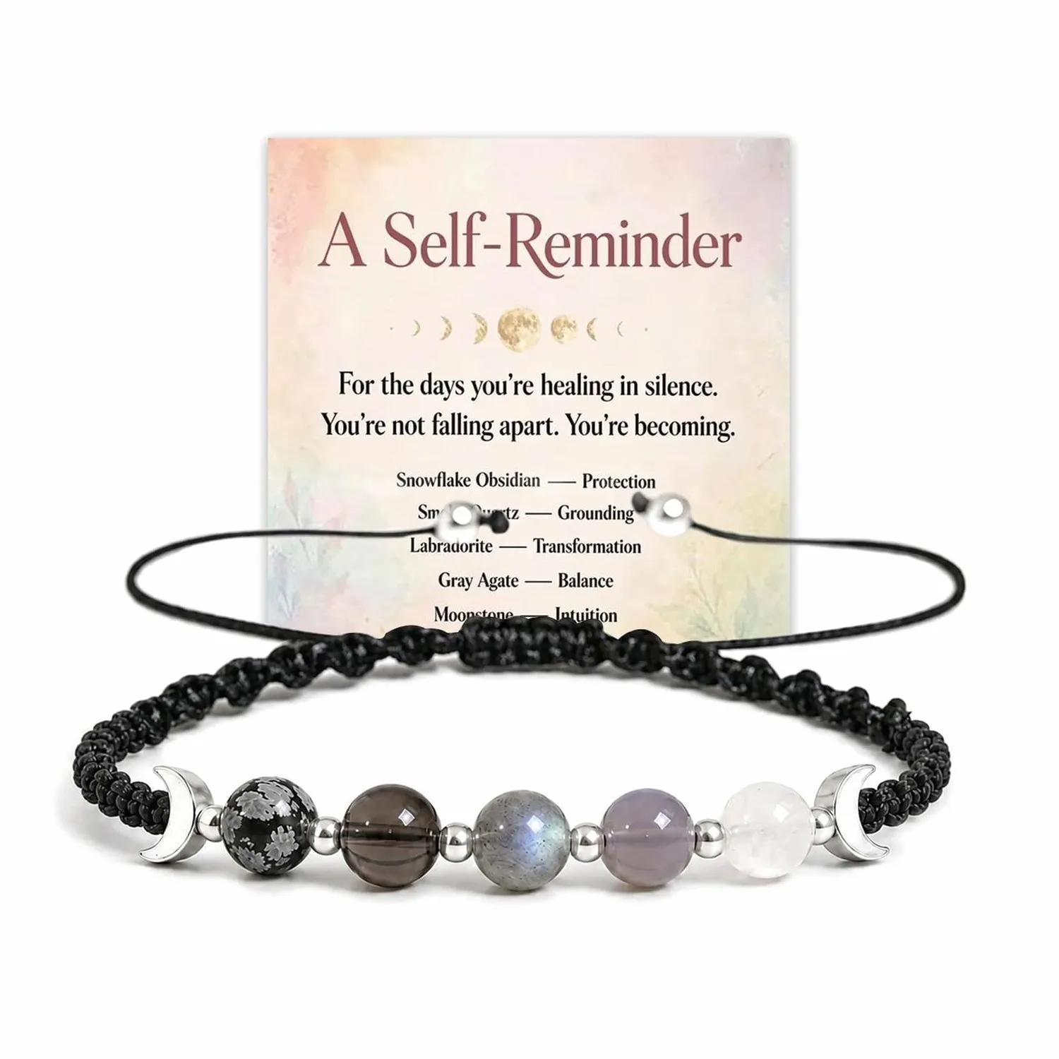 Elegant Handmade Obsidian Cat's Eye Moonstone Beaded Bracelet Woven Rope Flash Stone Bracelet for Women
