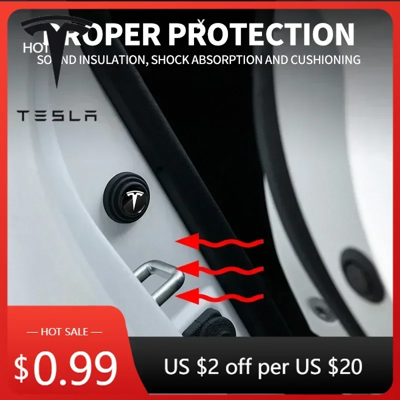 

Наклейки на автомобиль Tesla, 4 шт./компл., прокладки для амортизаторов, противоударные накладки для Tesla Model 3, Model S, X, Y, Style Roadster, Invader C