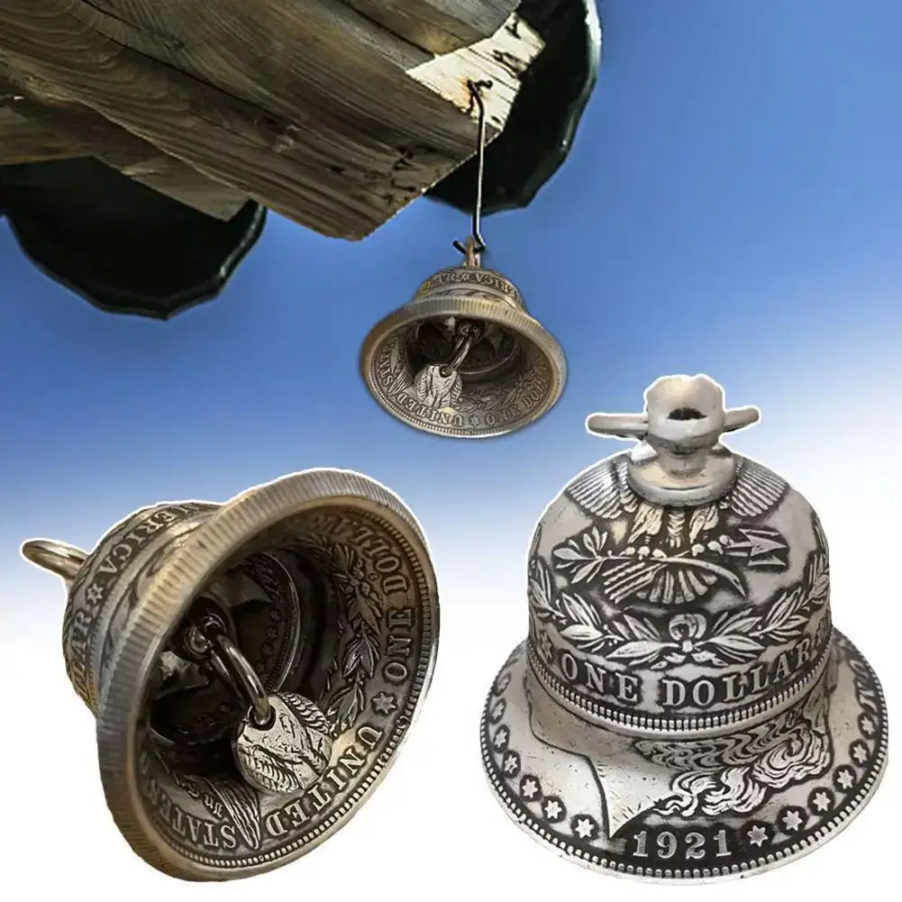 

New Silver Dollar Bell American Silver Coin Decoration Decor Craft Hanging Bells Collectibles Pendant Home Ornaments V4y8