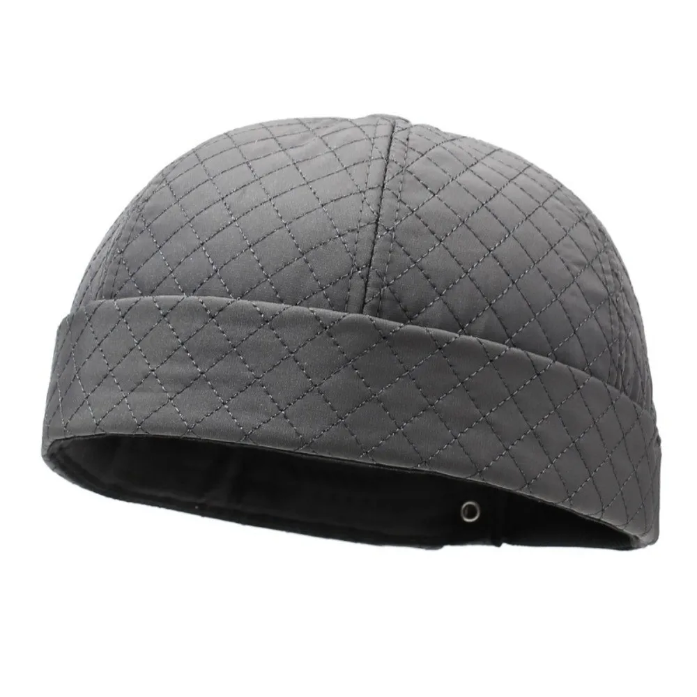 

Retro Winter Warm Bucket Hat Thick Fleece-lined Beanie Cap Solid Color Brimless Melon Skin Tide Hats