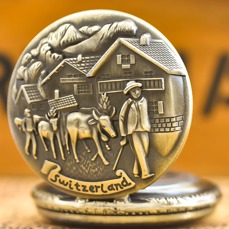 Винтажные бронзовые раскладушки в стиле кантри, кварцевые карманные часы, подарок, Универсальные мужские и женские студенты