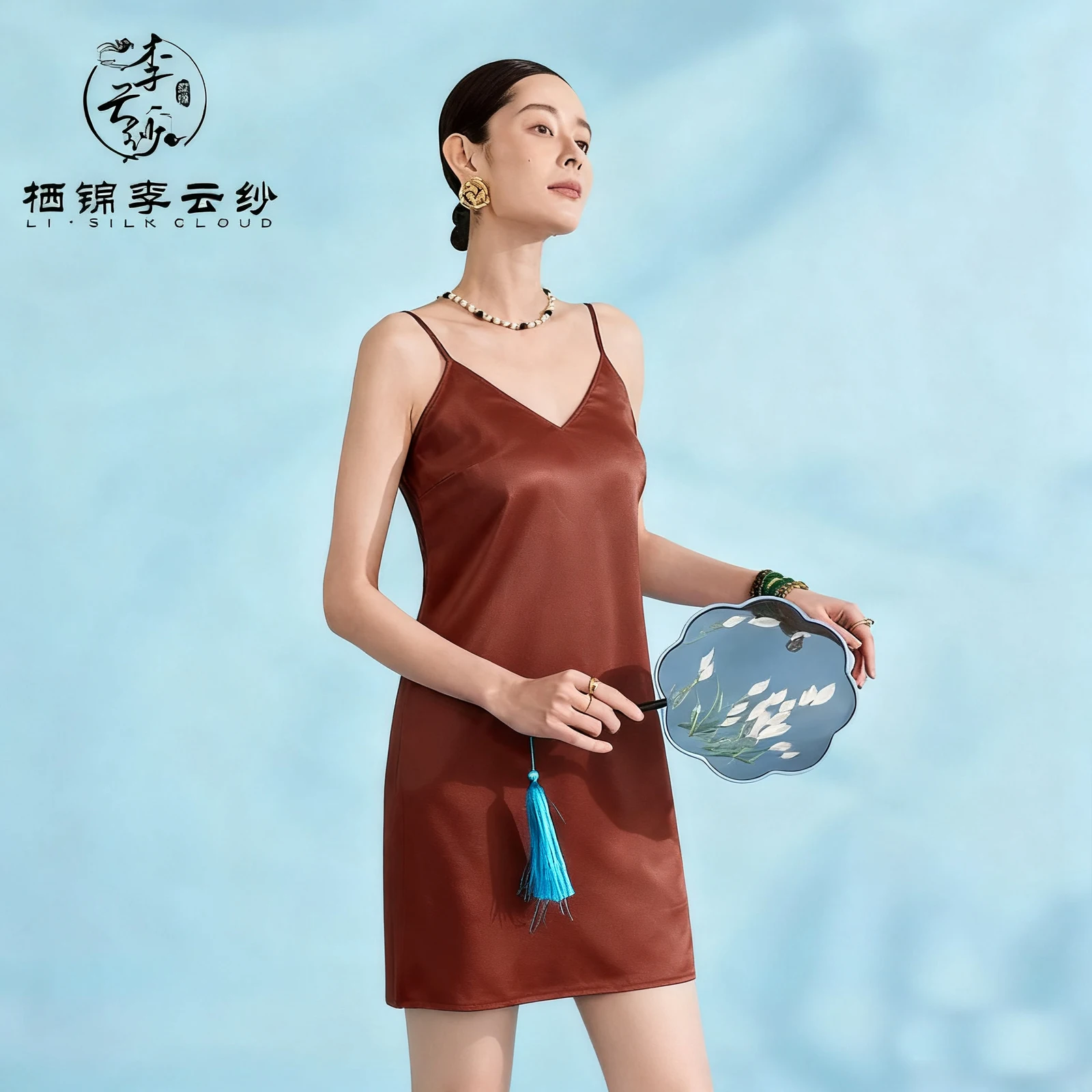 

LI SILK CLOUD 100% Silk XiangYunSha Dresses for Women ，V-Neck - 2025 Summer New Arrivals，Chinese Style