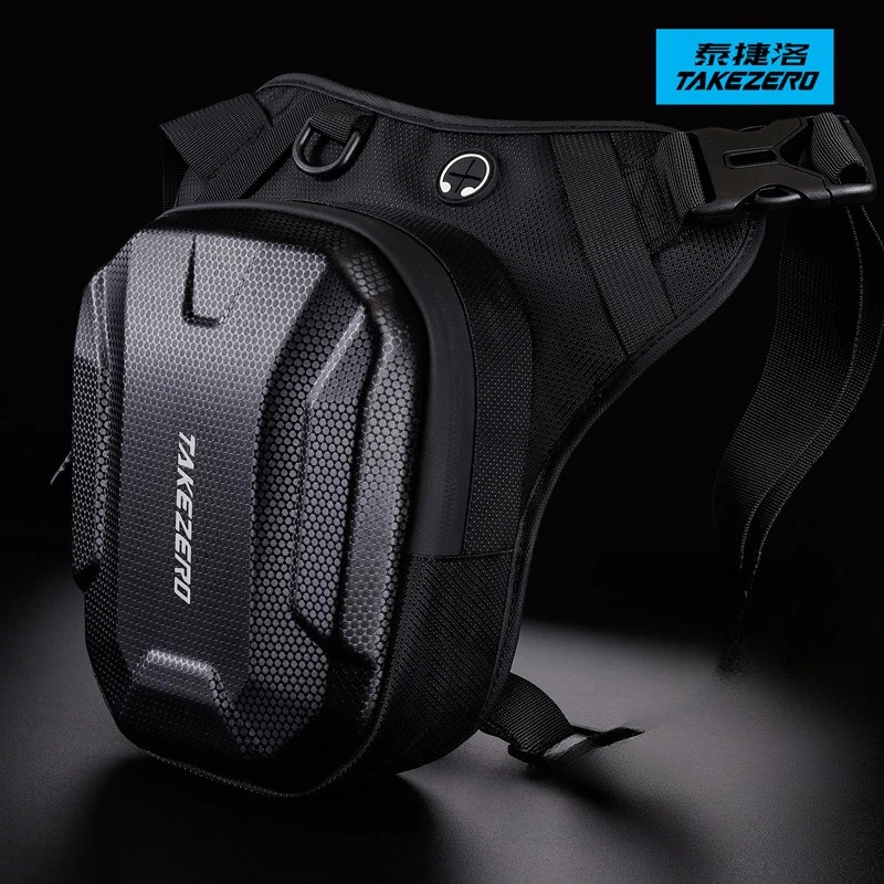 PU leather motorcycle rider leg bag, hard shell sports diagonal backpack, motorcycle travel equipment, waterproof waist bag