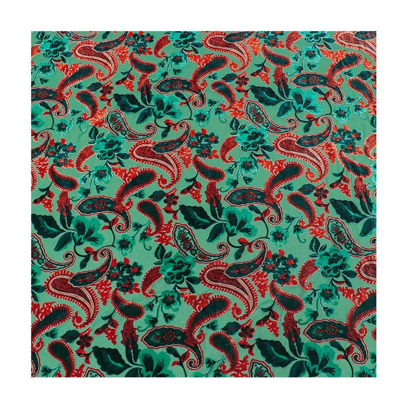 Gewebter, fleckiger und verbrannter Nachthemd-Cheongsam-Stoff aus Samtbrokat-Viskose-Print