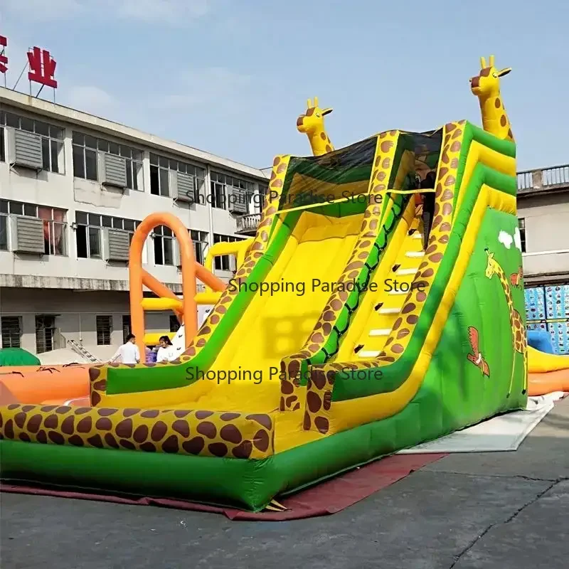 Land Slide with Powerful Blower，100% PVC Commercial Inflatable Land Slide,  Can be Used by Both Adults and Kids for Backyard, Pa