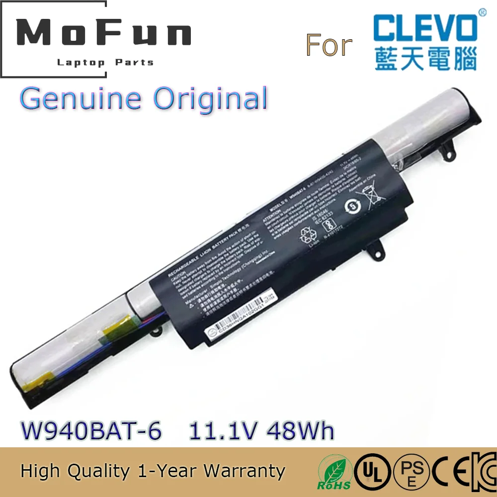 

Абсолютно новый оригинальный телефон 11,1 В 24 Втч Аккумулятор для ноутбука Clevo Premium Tv Xs3210 W940S Series W940BAT-3 48 Втч