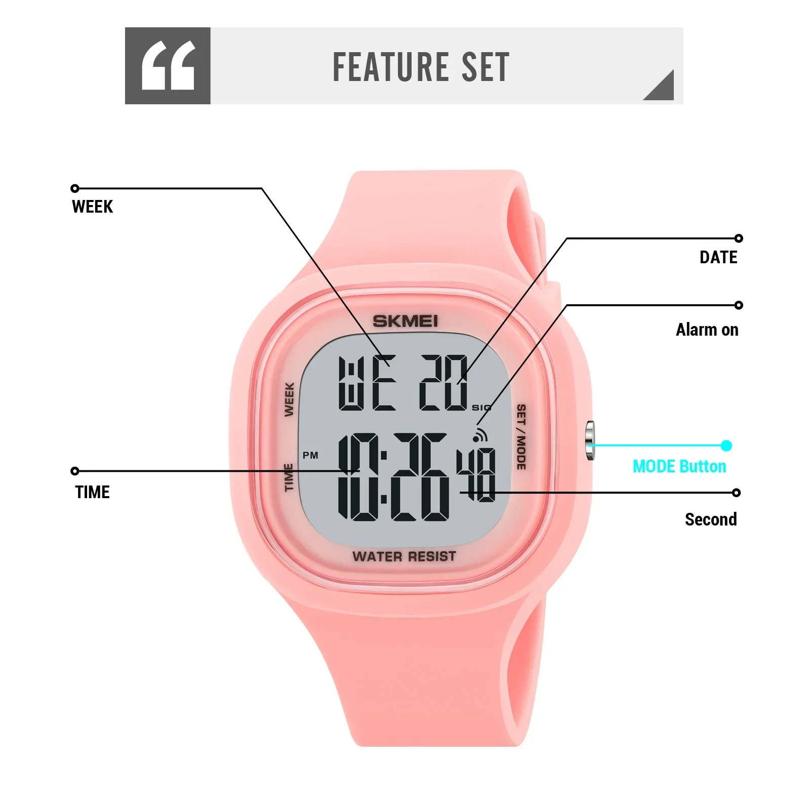 SKMEI 2290 cronómetro relojes deportivos digitales moda masculina 5Bar reloj de pulsera impermeable para adolescentes niños y niñas Cool Vitality