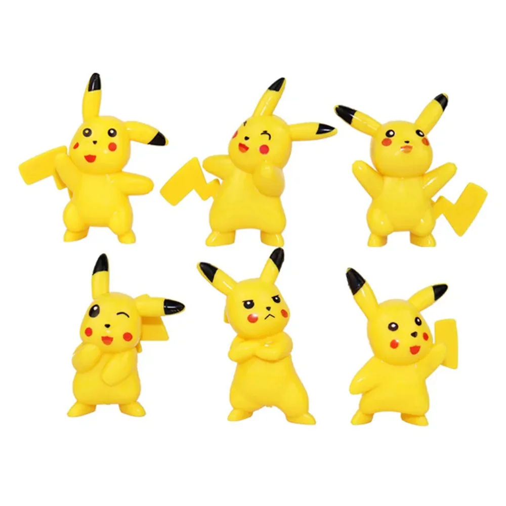 TAKARA TOMY Pokemon 6pcs/Set Pikachu Anime Figures Doll Cake Topper Acrylic Letter Birthday Party Decor Gift For Kids Party Toys