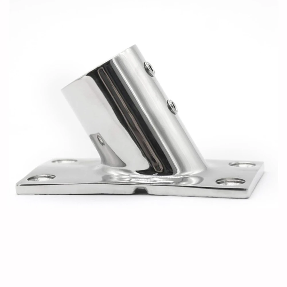 316 Stainless Steel Marine Pipe Seat Square Bottom Design with 60 Degree Angle for Secure Awning and Handrail Mounting