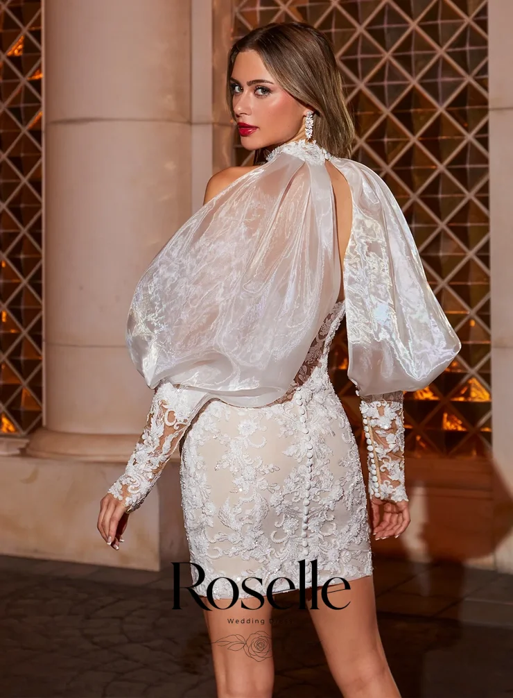 ROSELLE Mini Lace Exquisite Wedding Dress Strapless Sleeveless Open Back V-Neck 2026 Bridal Gown Customized свадебное платье