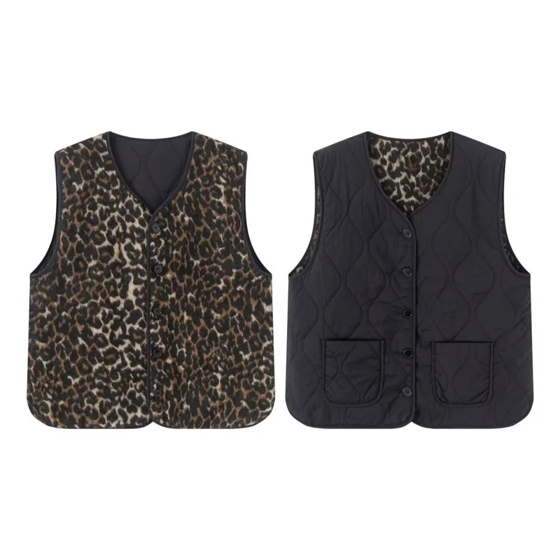 

Spring Summer Women Reversible Waistcoat Fashion Sleeveless Button Pocket Chic Women's Vest High Street Female Tops