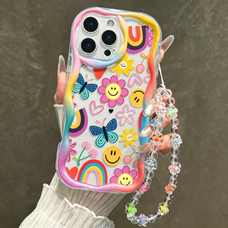 Doodle Flower Happy Face Phone Case For Samsung Galaxy S26 Ultra S25 FE S24 S22 S23 Ultra Plus A56 A55 A37 A36 A27 A26 A16 Cover